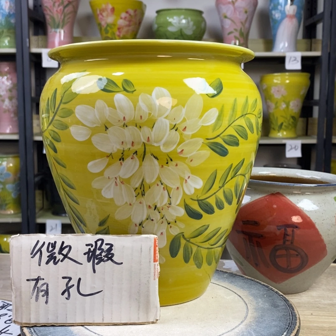 景德镇手工手绘陶瓷花盆