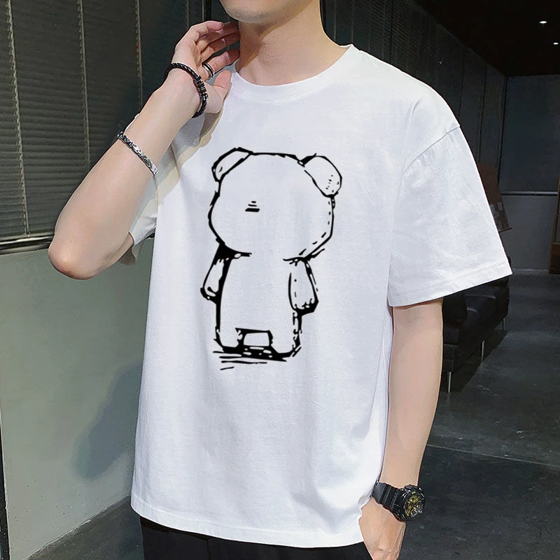 夏季新款纯棉短袖t恤男宽松时尚百搭运动休闲青少年圆领套头半袖t