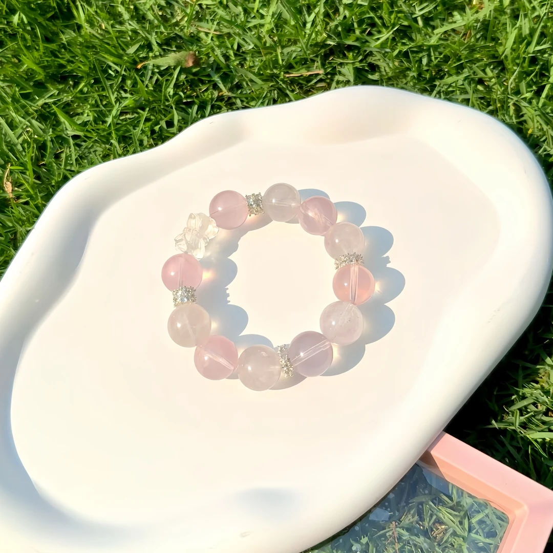 【春知野】若霭-天然粉紫水冰透渐变原创手串【此链接拍三单】