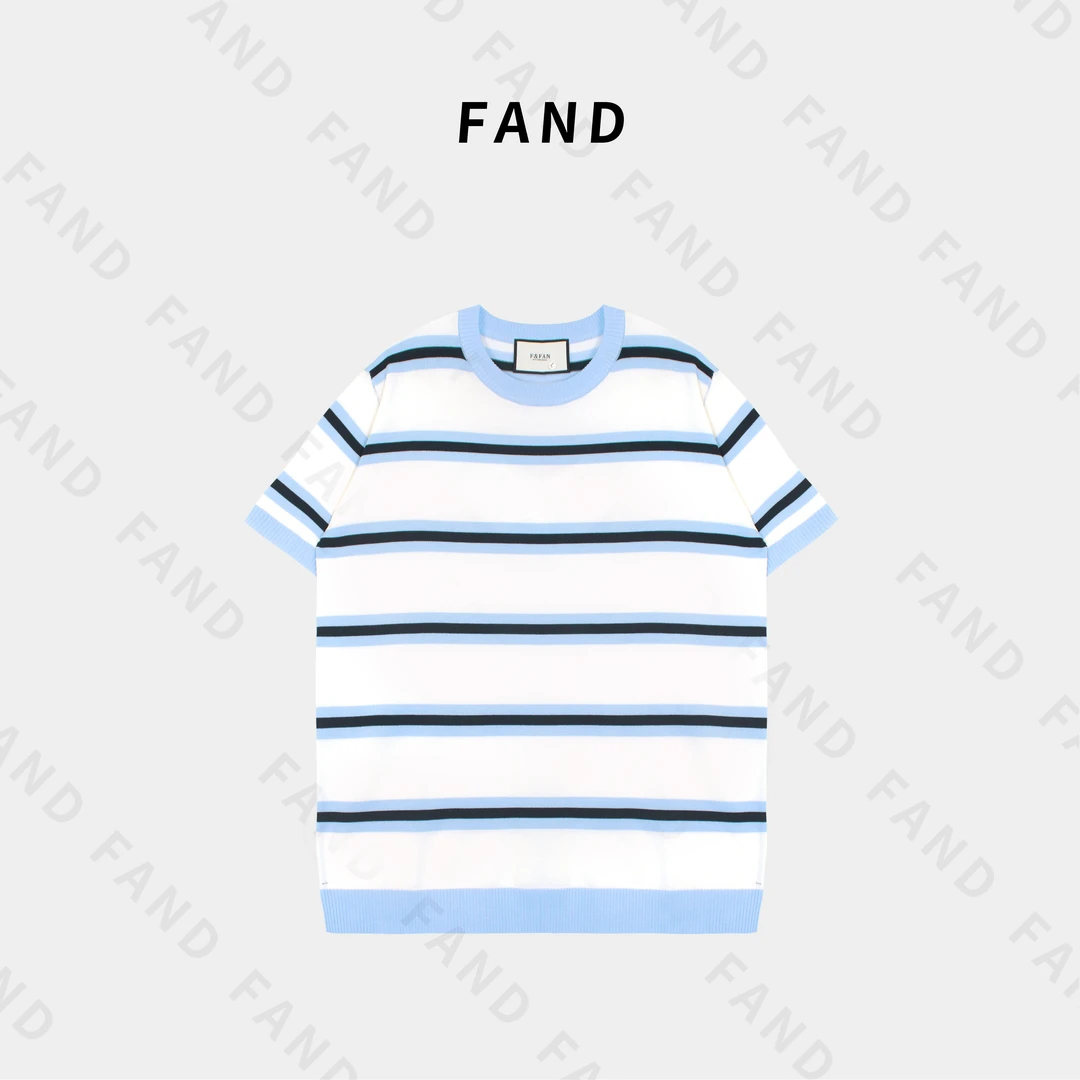 FAND妍妍【LP】2025新品夏季情侣装针织纯色宽松圆领短袖T恤