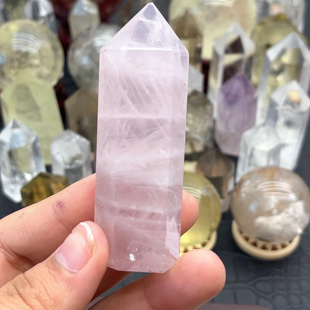 未镶嵌水晶珠宝半成品24 粉水晶柱子