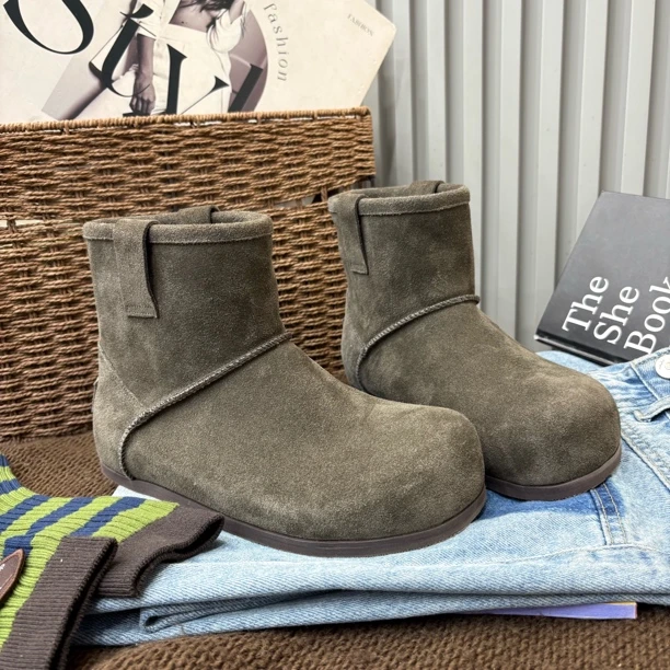 小雨家【韩版】冬季高定加厚时尚洋气加绒平底短靴百搭大棉雪地靴