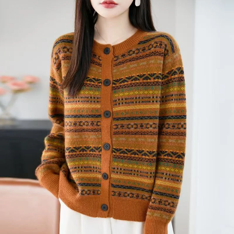 爆款冬季必入~费尔岛加厚圆领可机洗针织开衫