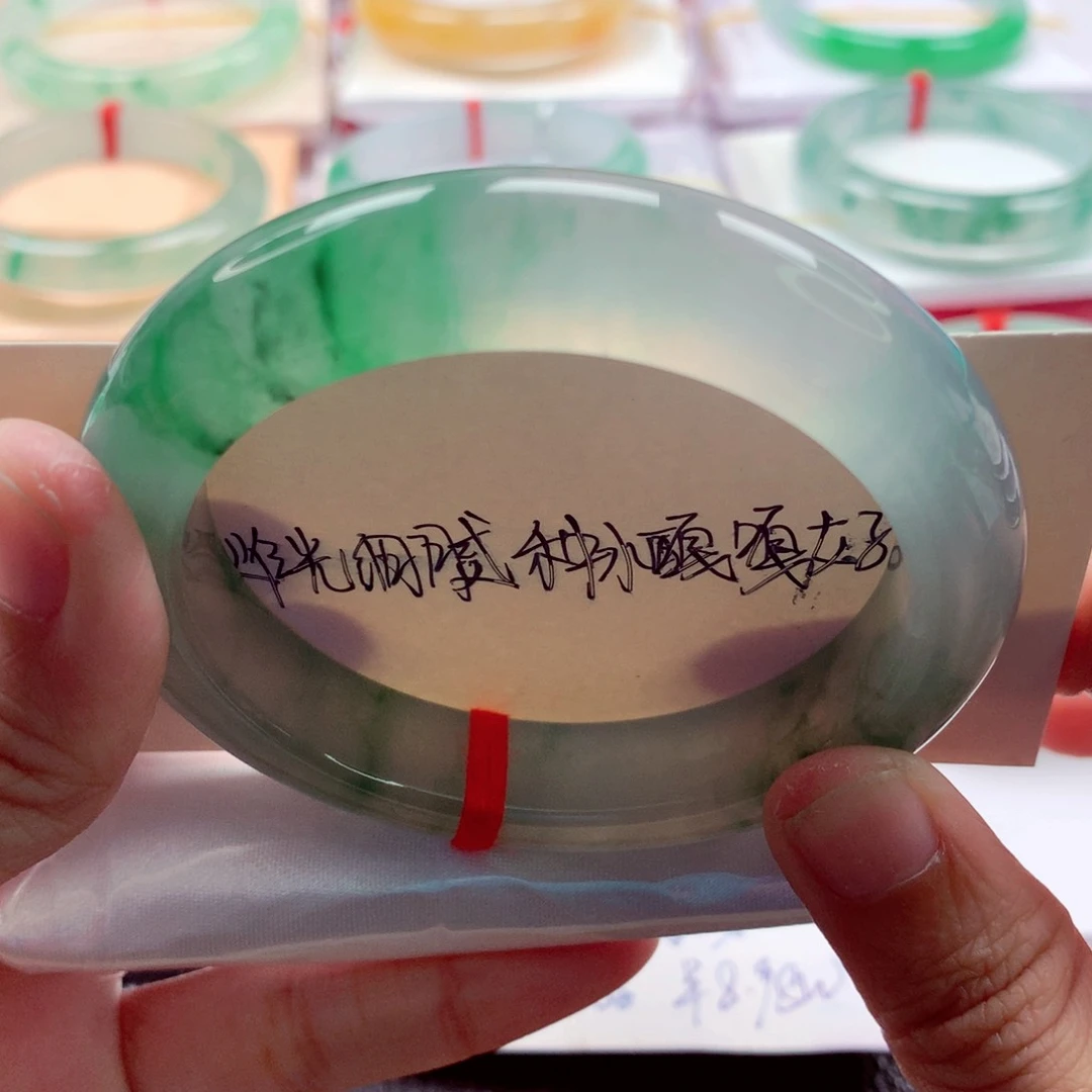 未镶嵌手镯翡翠55.4新货炸光冰飘阳绿高冰起胶绝美毕业A