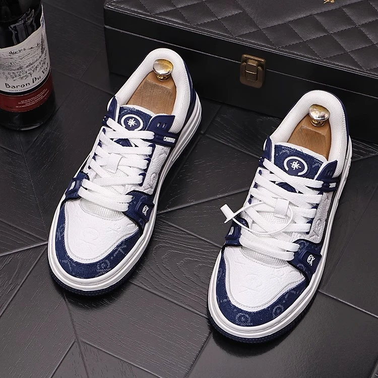 真皮小白鞋男鞋设计感时尚百搭潮流印花板鞋韩版休闲鞋运动潮鞋子