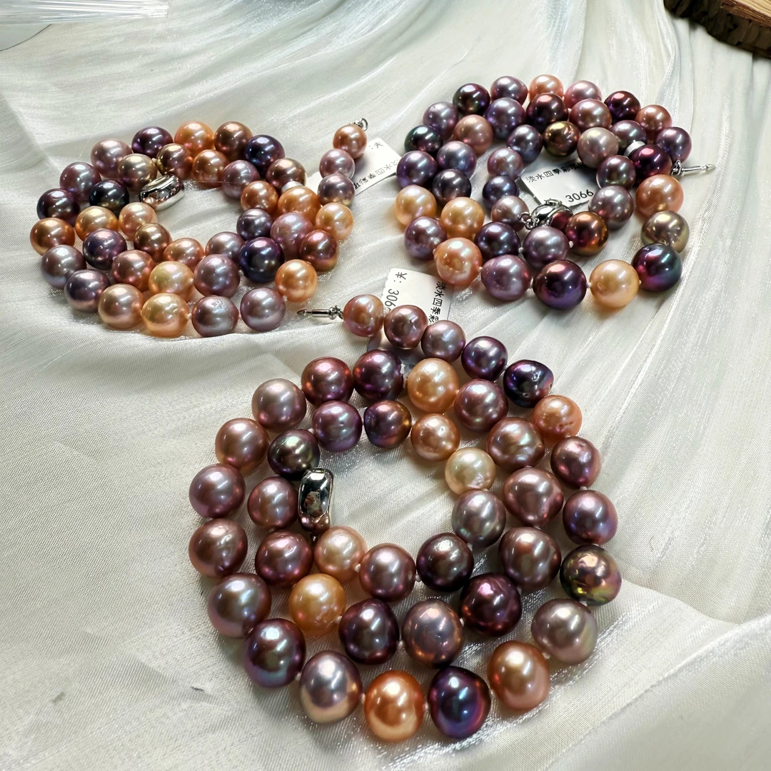 【锦簇】 S925 淡水四季彩项链 9-11mm E005（多样性发一）