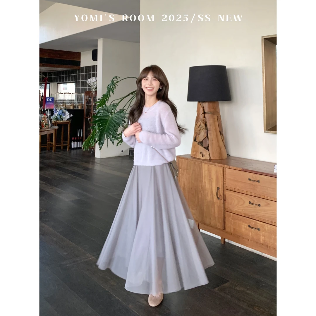 【现货】YOMI小个子定制【日暮幽香】高级感修身吊带网纱连衣裙女春夏
