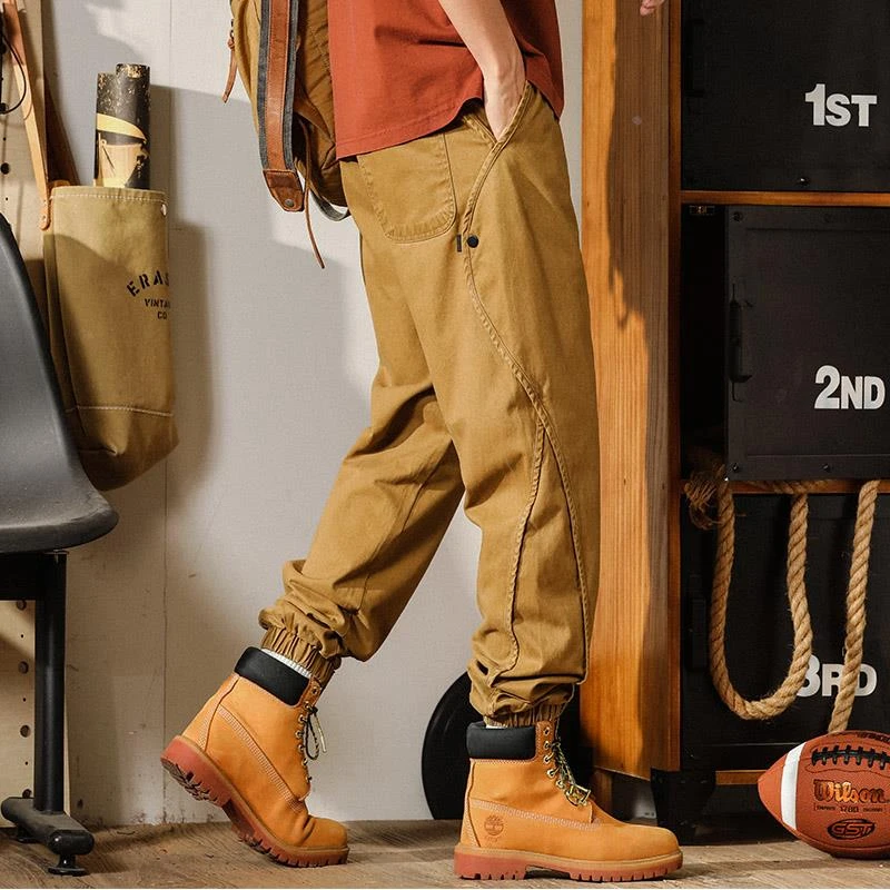 美式复古工装裤子男秋季新款宽松哈伦束脚裤潮牌重磅休闲长裤男士