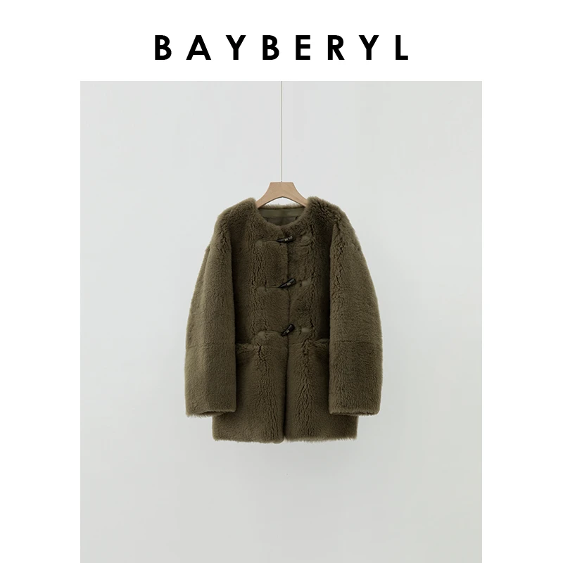Z6-BAYBERYL老贝柏林纪事*牛角扣圆领拉贡冬一体皮衣PY4L1124
