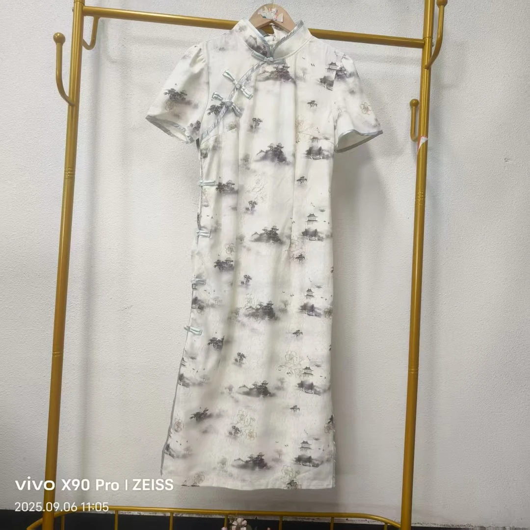 唯琳剪标 C21－1－2083款 新中式日常低开衩薄款国风旗袍长110