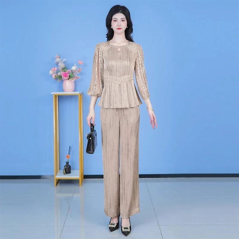 【运费补贴】2025春新款洋气上衣裤子休闲显瘦两件套女时尚优雅套装