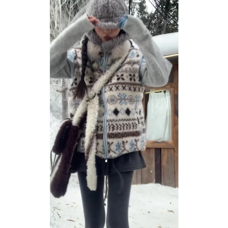 MARIE.COCO韩系费尔岛设计感花苞马甲内搭针织保暖毛衣复古潮流装