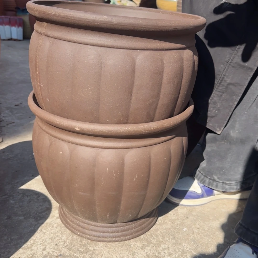 紫砂花盆口35高30宜兴紫砂微瑕