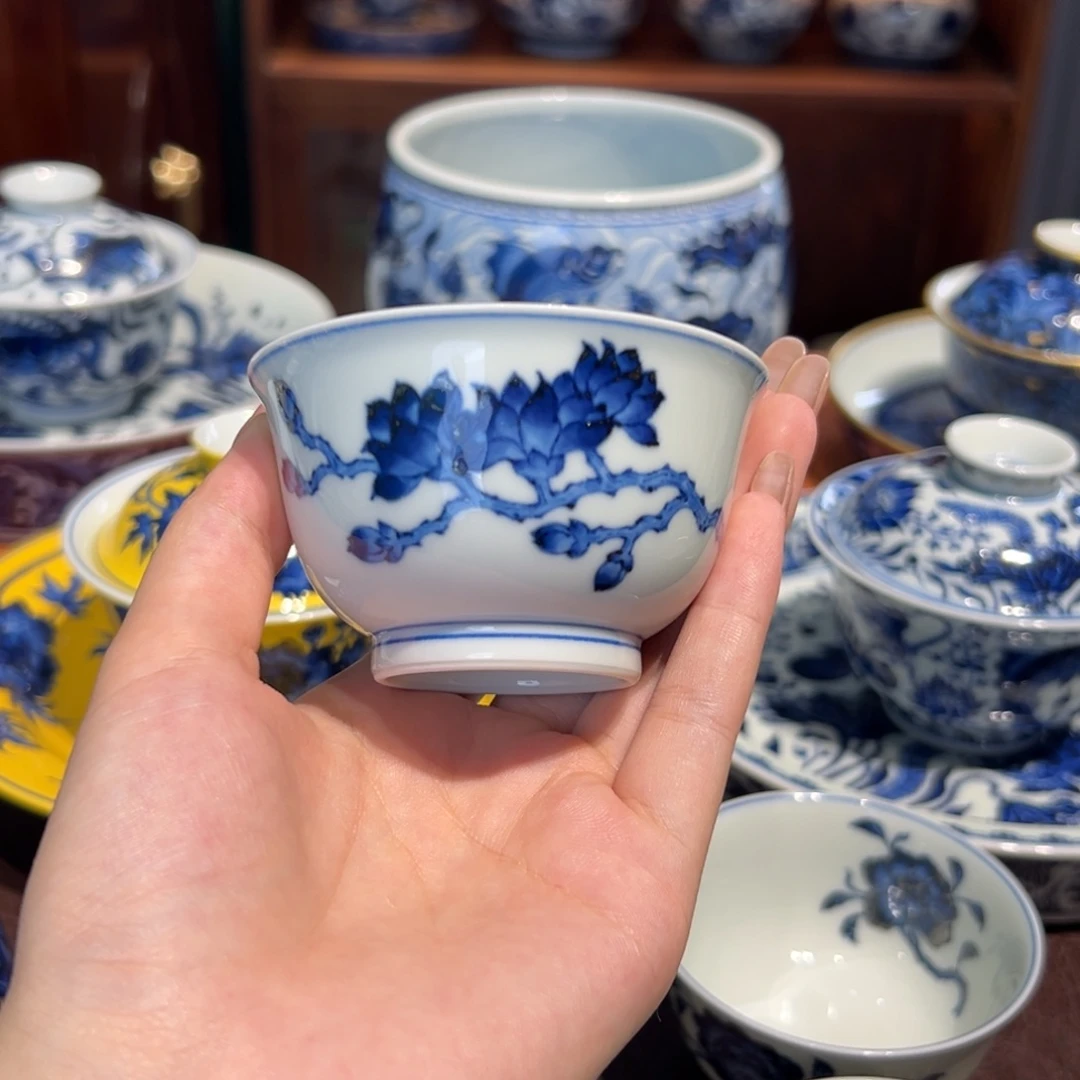 青花雯华堂手绘杯杯