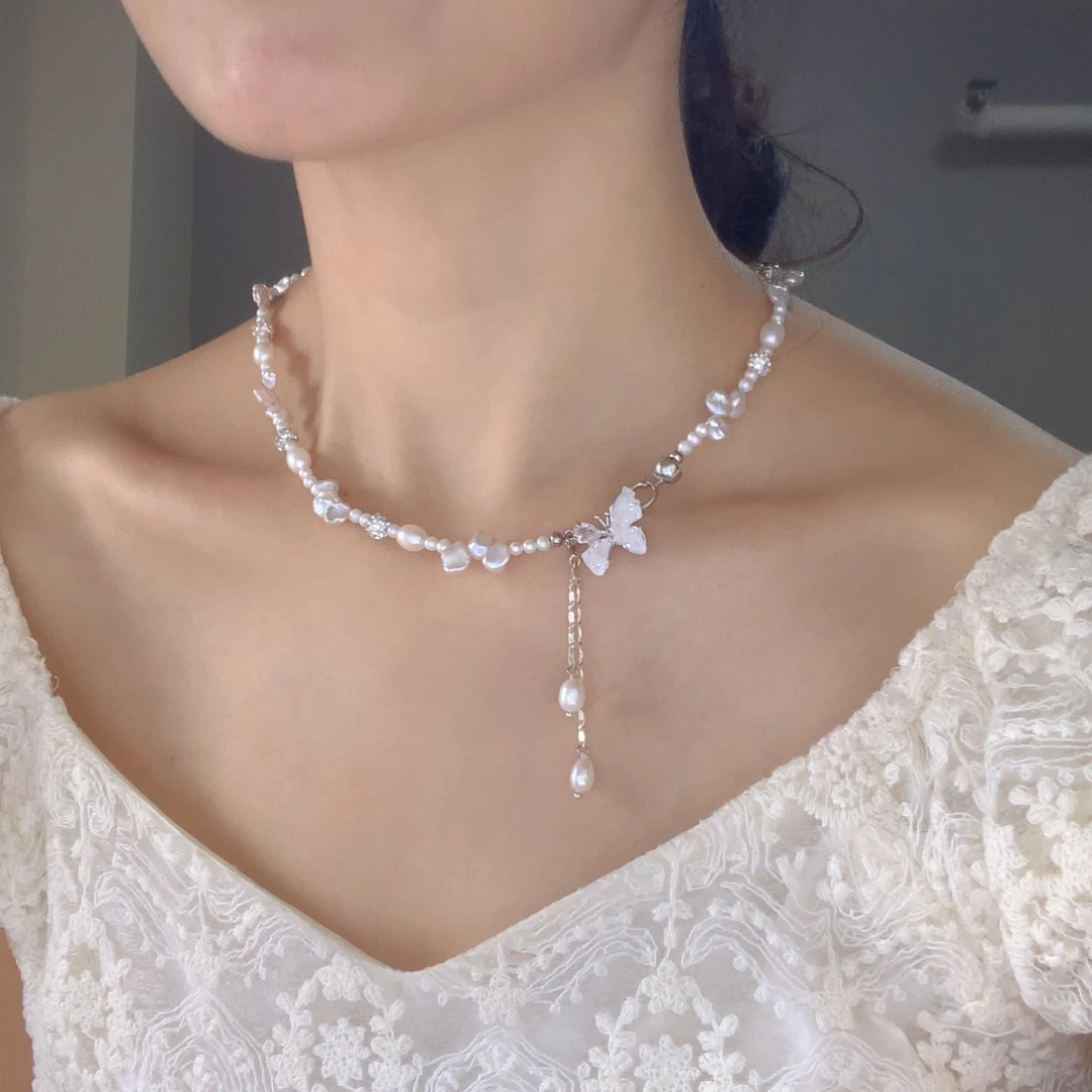 合金淡水珍珠耳饰项链