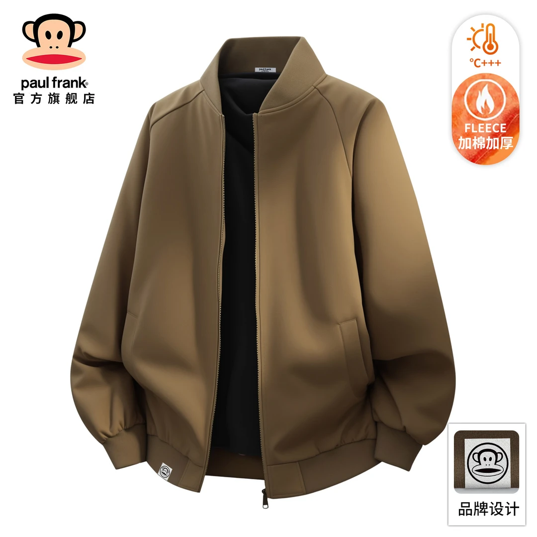 PaulFrank/大嘴猴复古棒球领棉袄外套男冬季新款加厚保暖休闲棉服