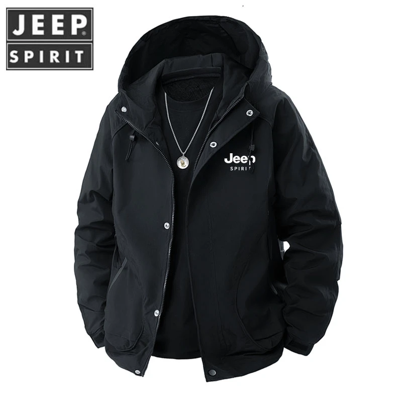 JEEPSPIRIT/吉普连帽夹克男春秋季2025新款男士秋装情侣外套上衣