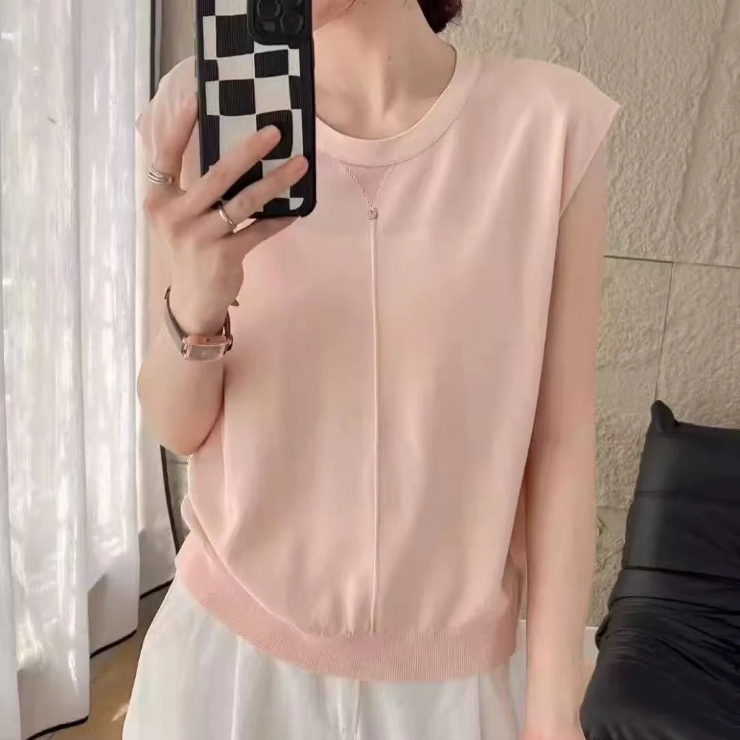 5209#夏季新款镂空短袖针织衫百搭T恤上衣【D2-1】