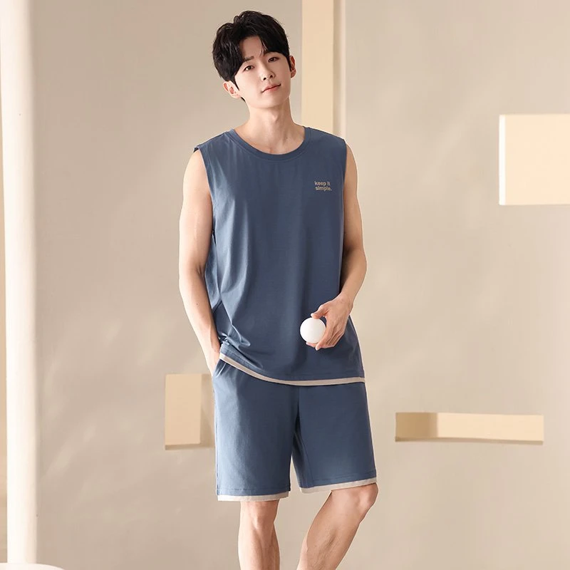 夏款男士莫代尔柔软舒适短袖短裤可外穿套装睡衣KSF家居服