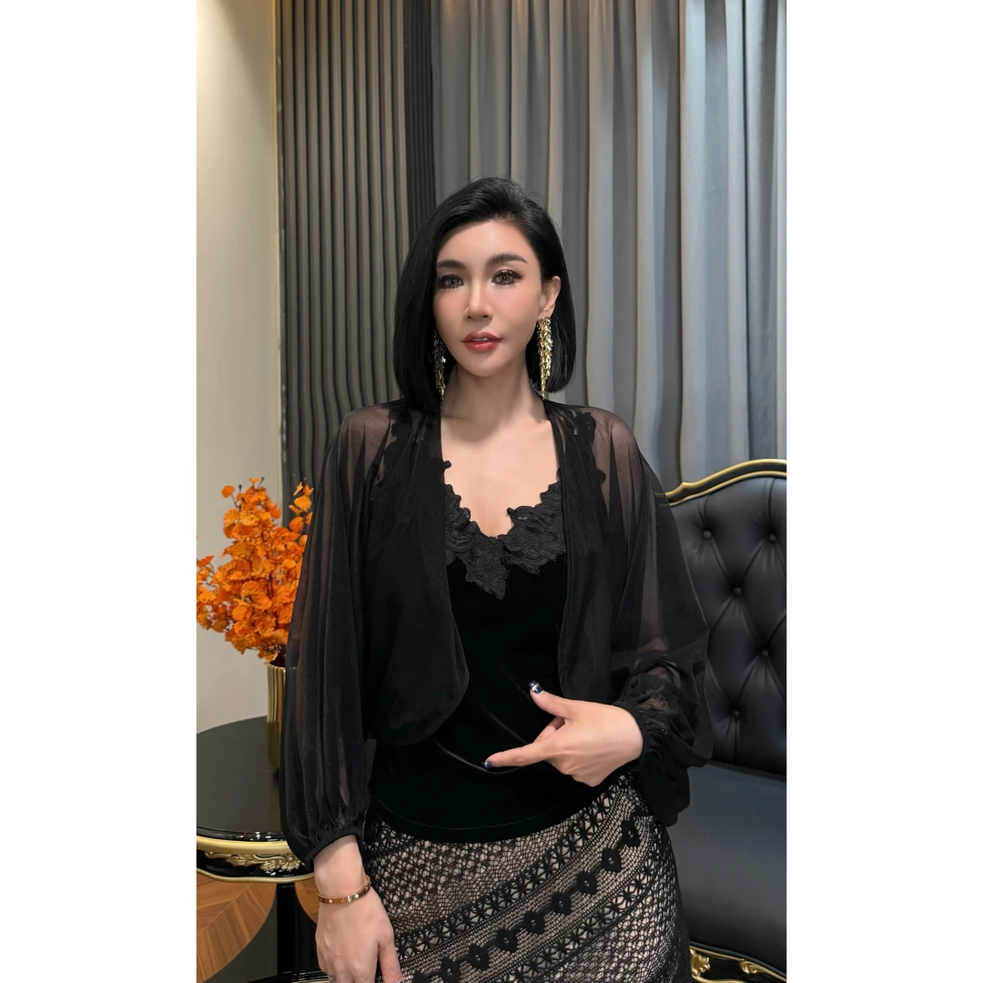 SONG-原创【外套-华锦罗衣】新款定制网纱时尚显瘦透气百搭长袖