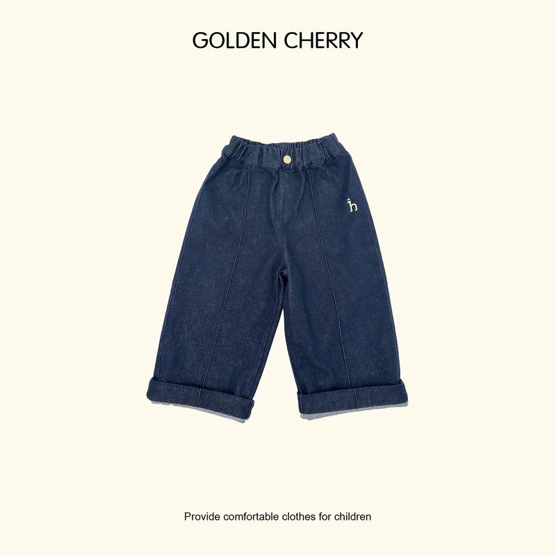 6【Golden cherry】儿童h小标中竖线一粒扣时尚牛仔裤288015