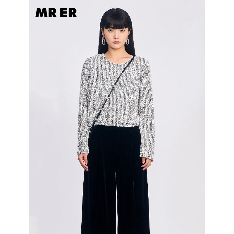 【小余专属】高级感圆领长袖宽松廓形小衫上衣R4C23734