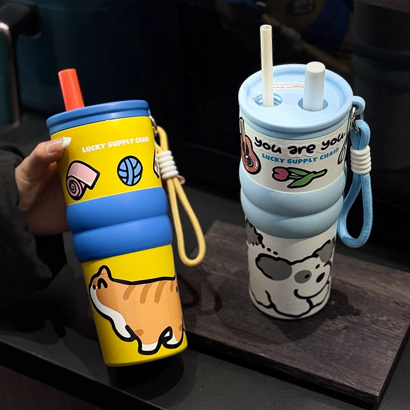 高颜值保温杯大容量保冷水杯女生吸管杯外带便携冰霸杯学生杯子男