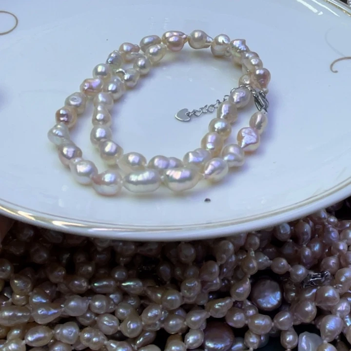 淡水珍珠项链合金小*_