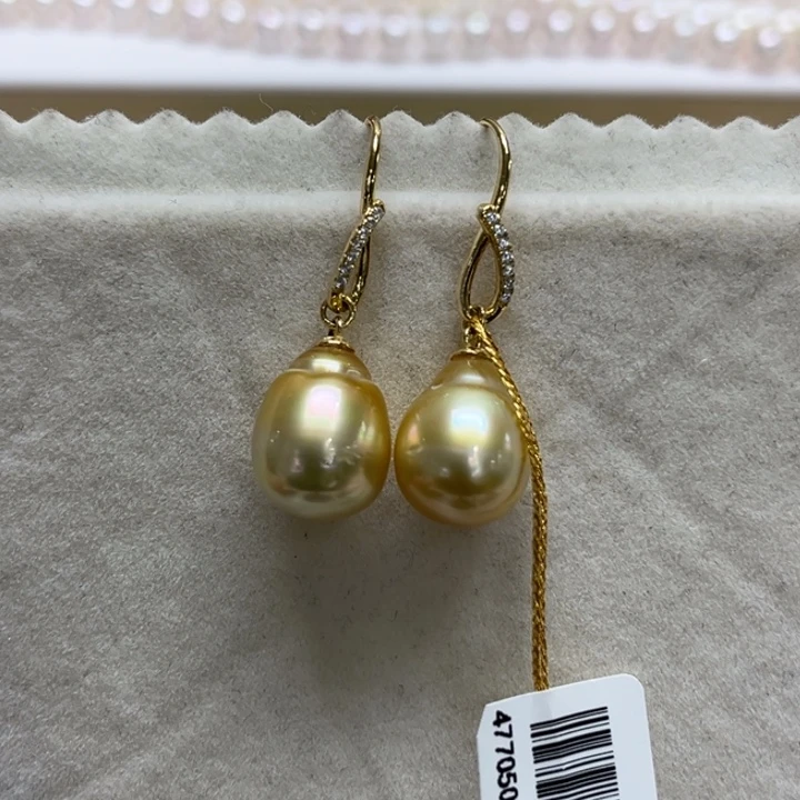 银S925镶嵌耳饰海水珍珠11-12m 47号