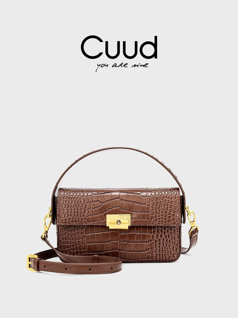 《专柜》Cuud时尚轻奢单肩斜挎牛皮女包洋气轻奢高级感真皮手提女包