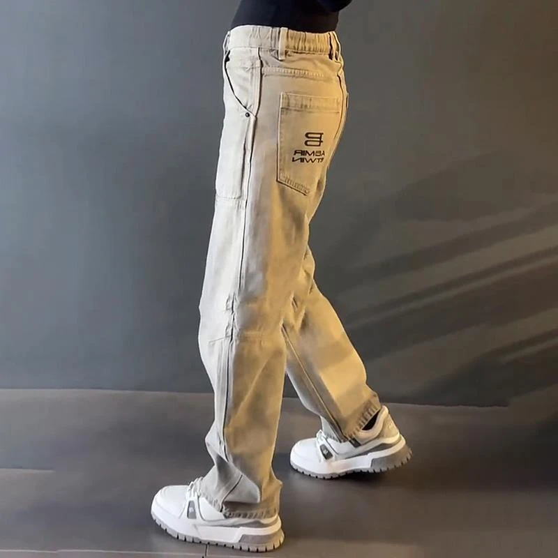 轻奢男装大码潮牌男士时尚新款显瘦休闲裤欧货高级感痞帅裤子直筒