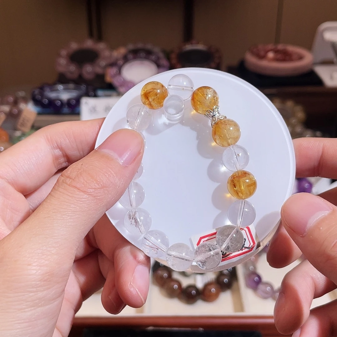 水晶未镶嵌手串黄阿赛设计款10.5