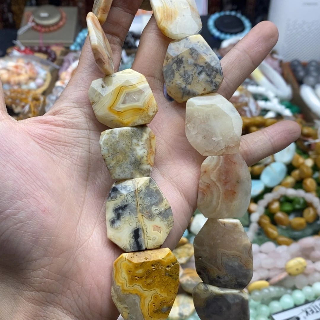 玛瑙/玉髓未镶嵌珠宝半成品一条天然疯玛瑙E266