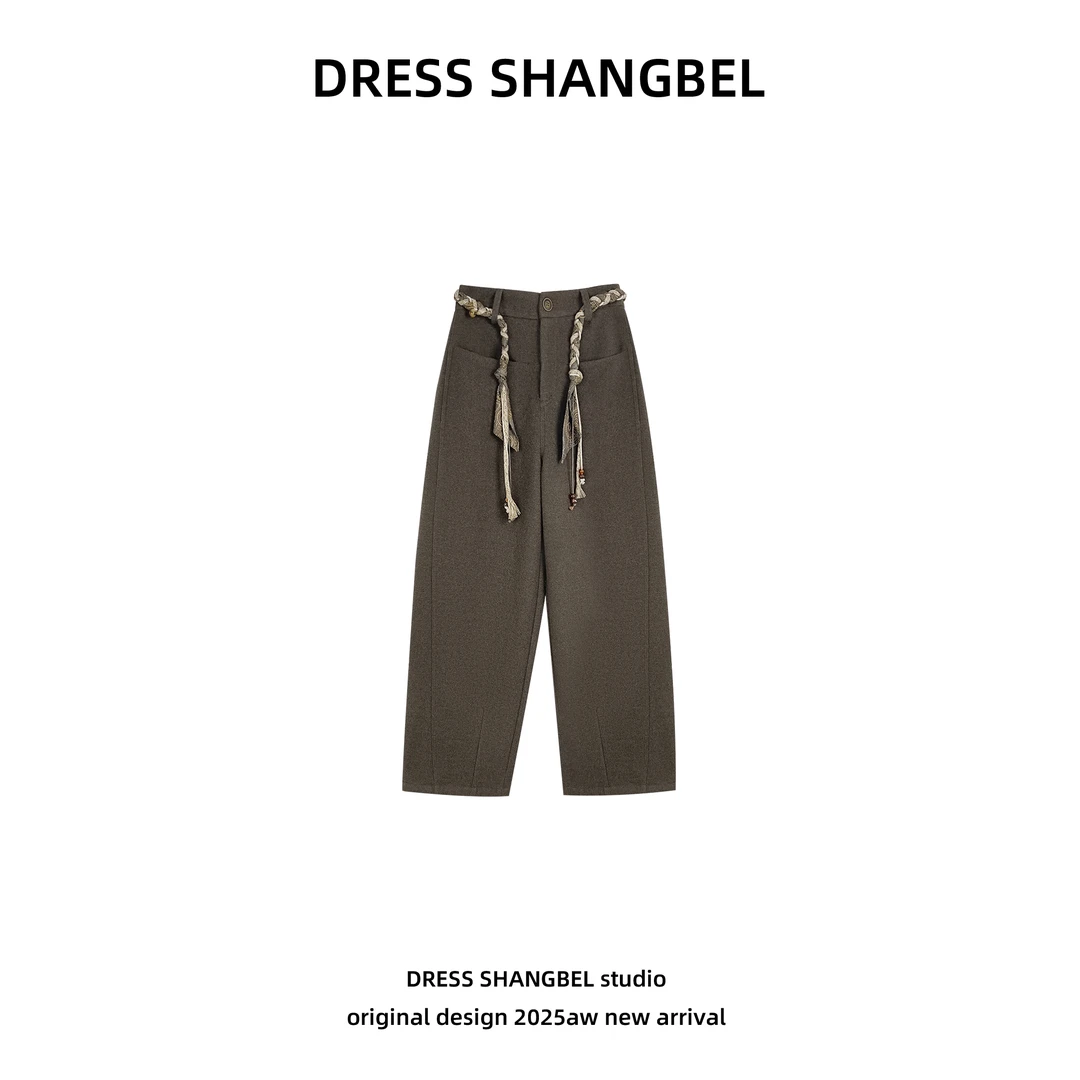 DRESS -秋冬季新款C设计时尚百搭纯色百搭宽松休闲阔腿裤6129H