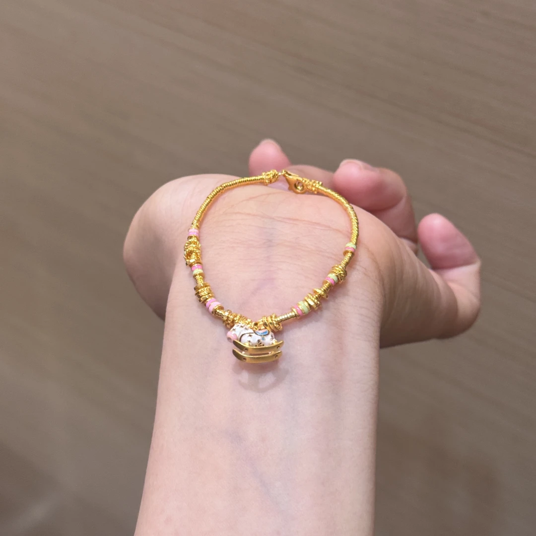 【菠萝珠宝】足金999  小马 多巴胺盘缠手链  金重：11.52克