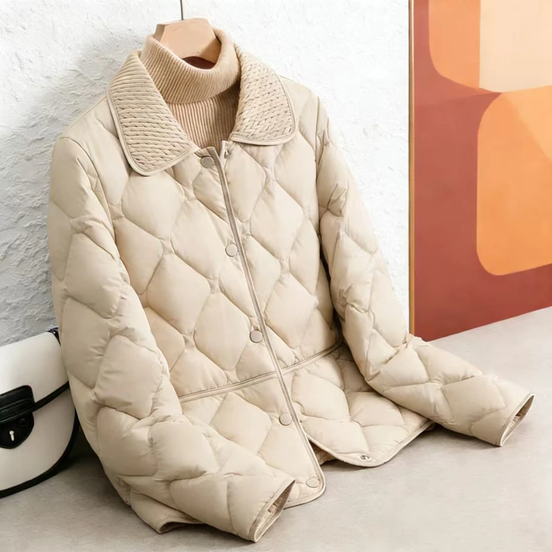 翻领短款麦穗领厚款女士纯色翻领棉衣韩版棉服T