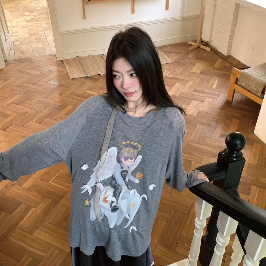 YANAG骑大象的天使男孩天丝羊毛防晒长袖T恤