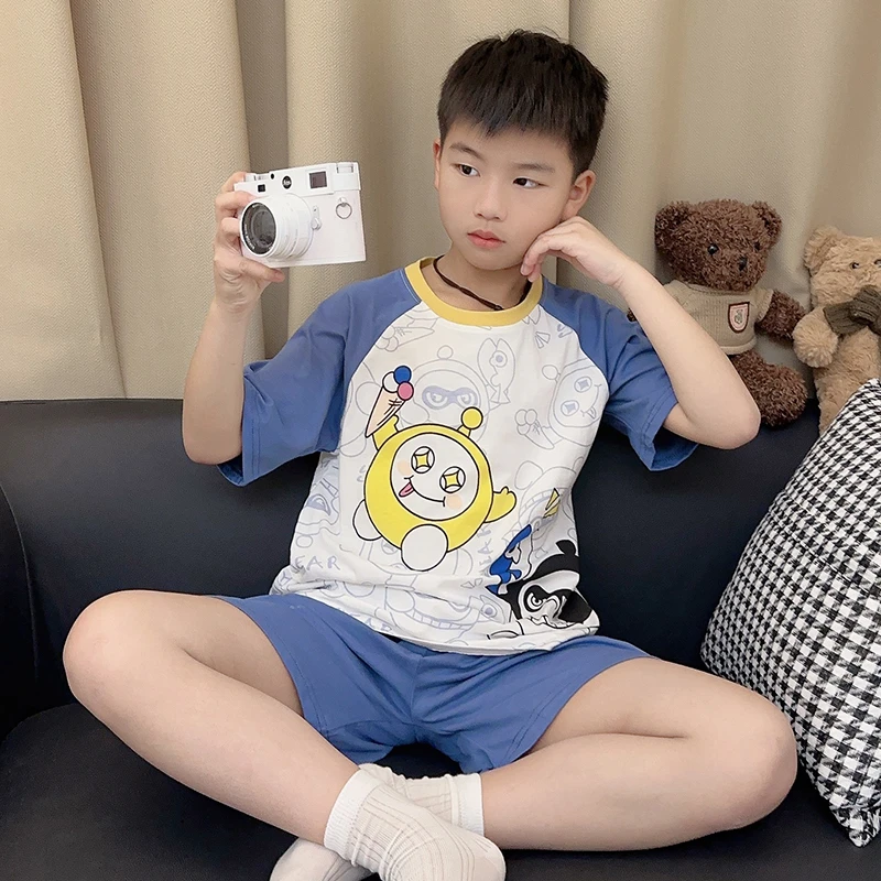 男童睡衣夏季短袖纯棉卡通可爱中大儿童男孩青少年家居服夏天套装