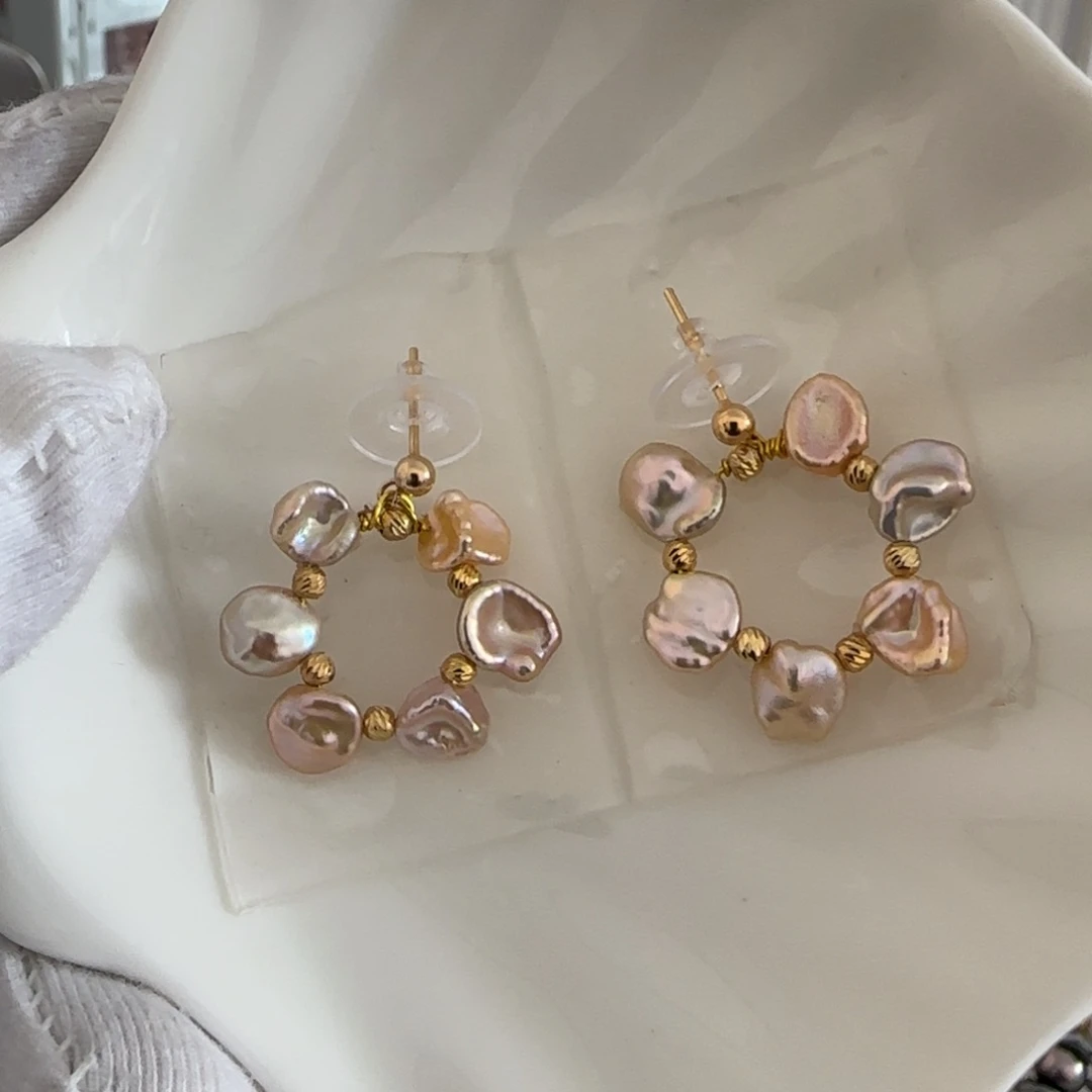 银S925镶嵌淡水珍珠耳饰