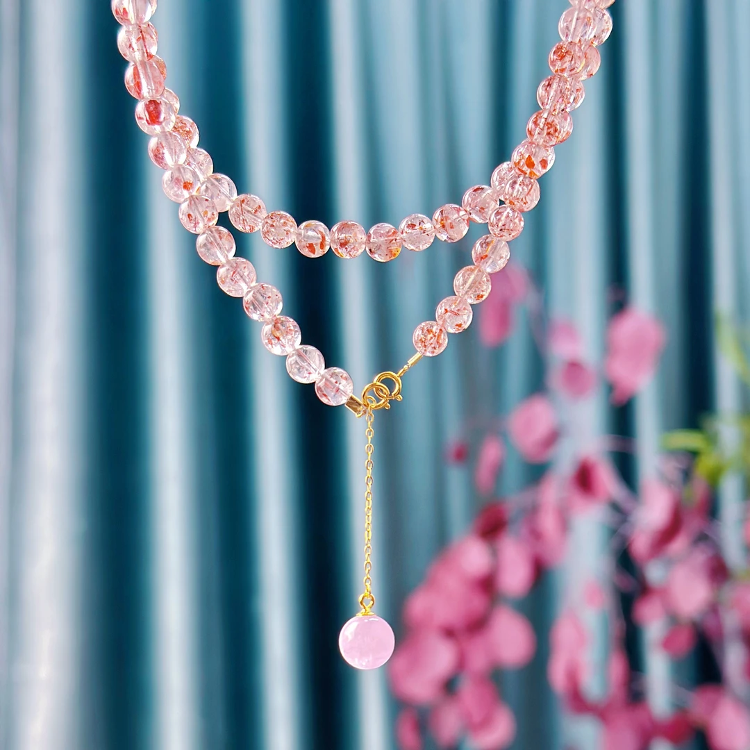 8797猫眼紫锂辉单珠尾链延长链吊坠挂坠通透精美小清新优雅项坠