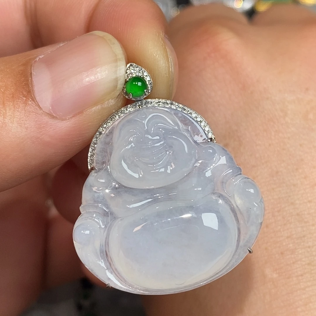 翡翠颈饰18K金镶嵌佛公