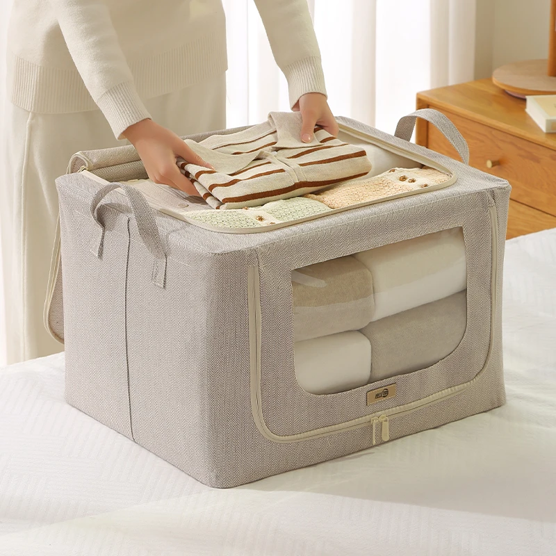 [茶卡叠水纹·百纳箱] 棉被四件套羽绒服加粗钢架可折叠安琴