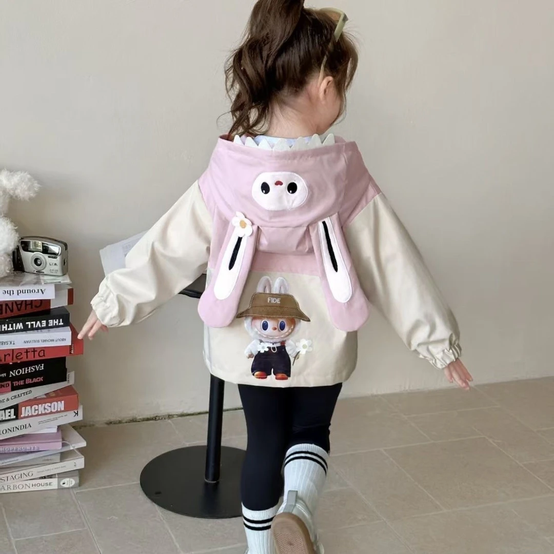 可爱女童洋气外套春秋2025新款上衣宝宝连帽冲锋衣秋季儿童秋装