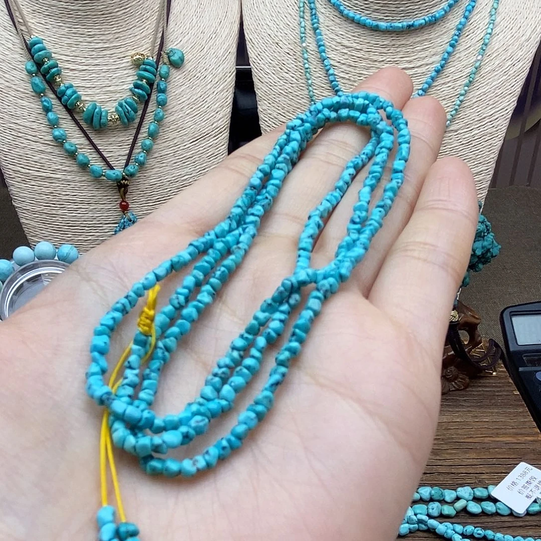 绿松石未镶嵌瓷釉级蓝豆豆多圈