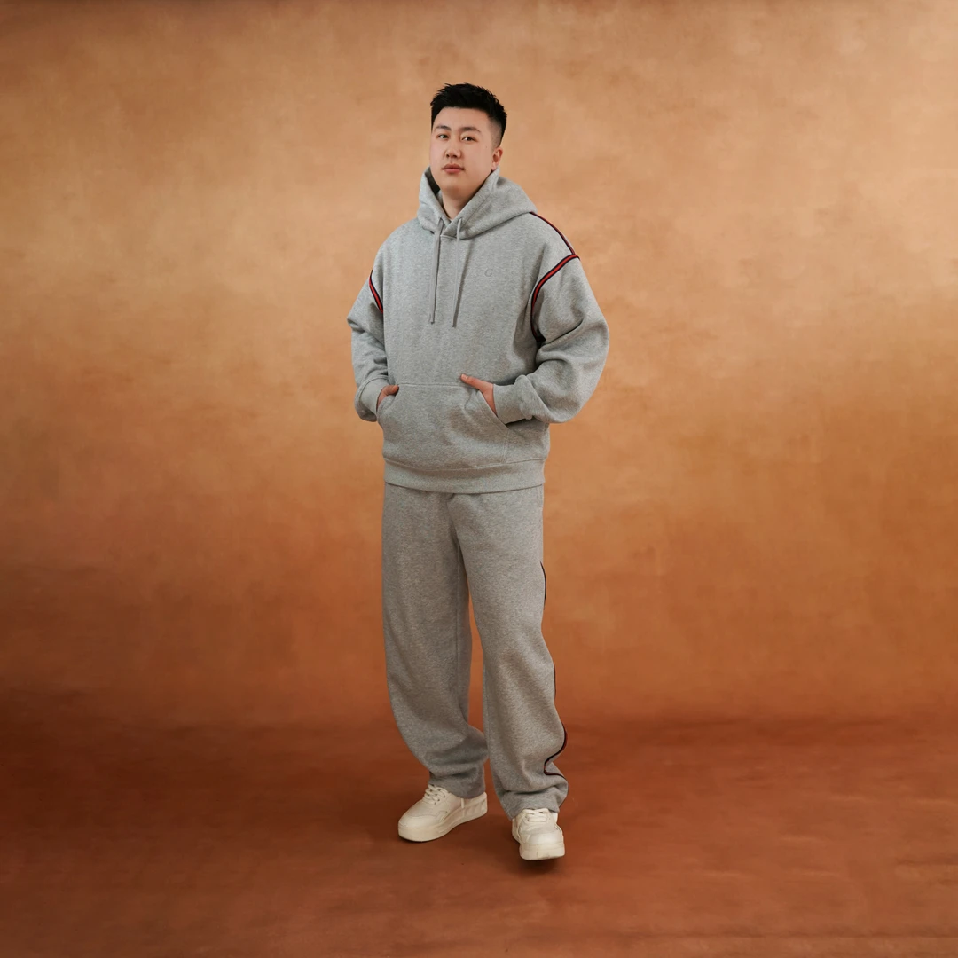 马丁叔叔 开年新款时尚运动条纹卫衣套装