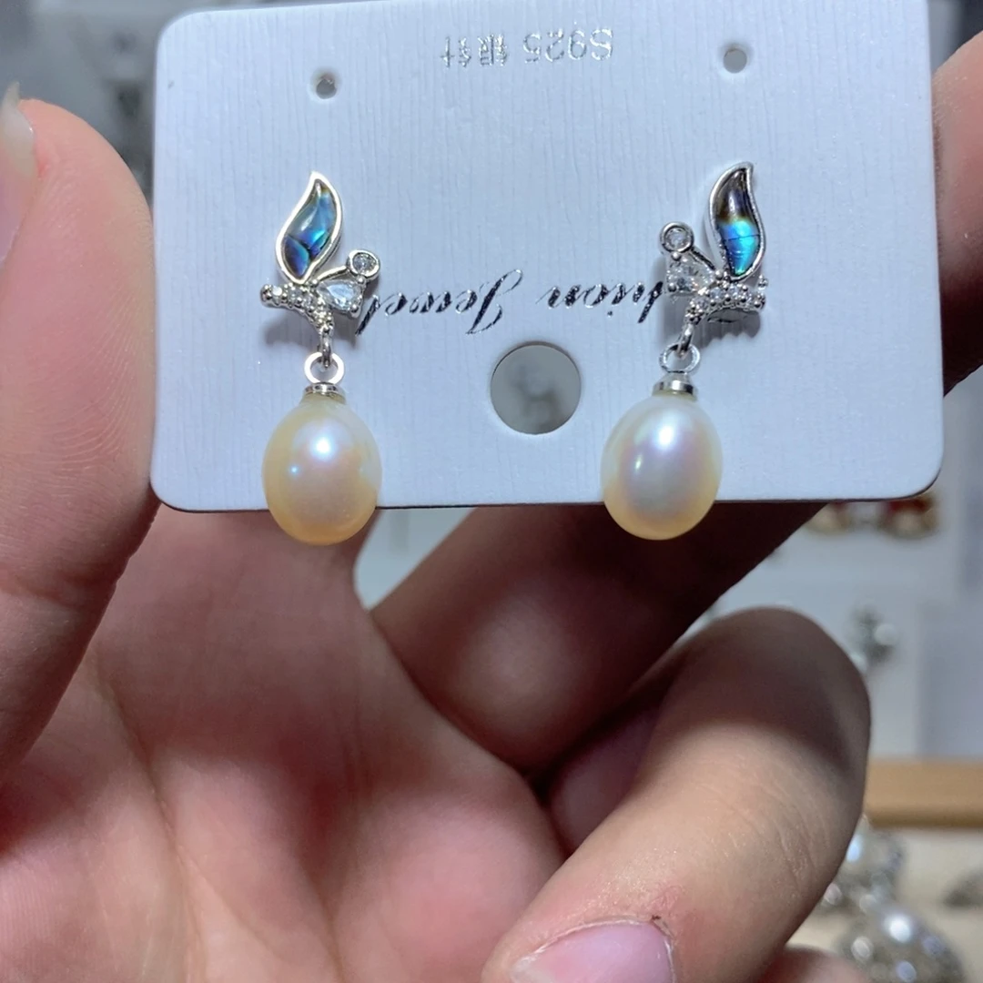 淡水珍珠耳饰银S925镶嵌