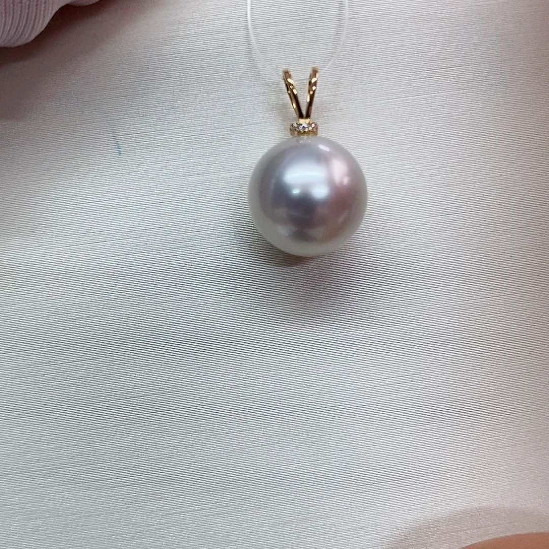 吊坠(不含链)18K金镶嵌海水珍珠10-11