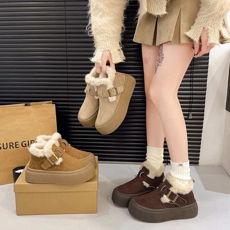 厚底勃肯鞋女2025秋冬毛毛鞋新款加绒保暖全包雪地鞋12299