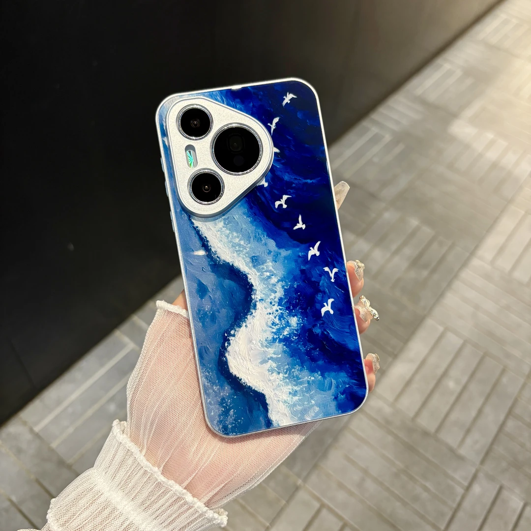 苹果/华为/oppo/vivo/小米 飞翔的海鸥适用pura70肤感玻璃手机壳