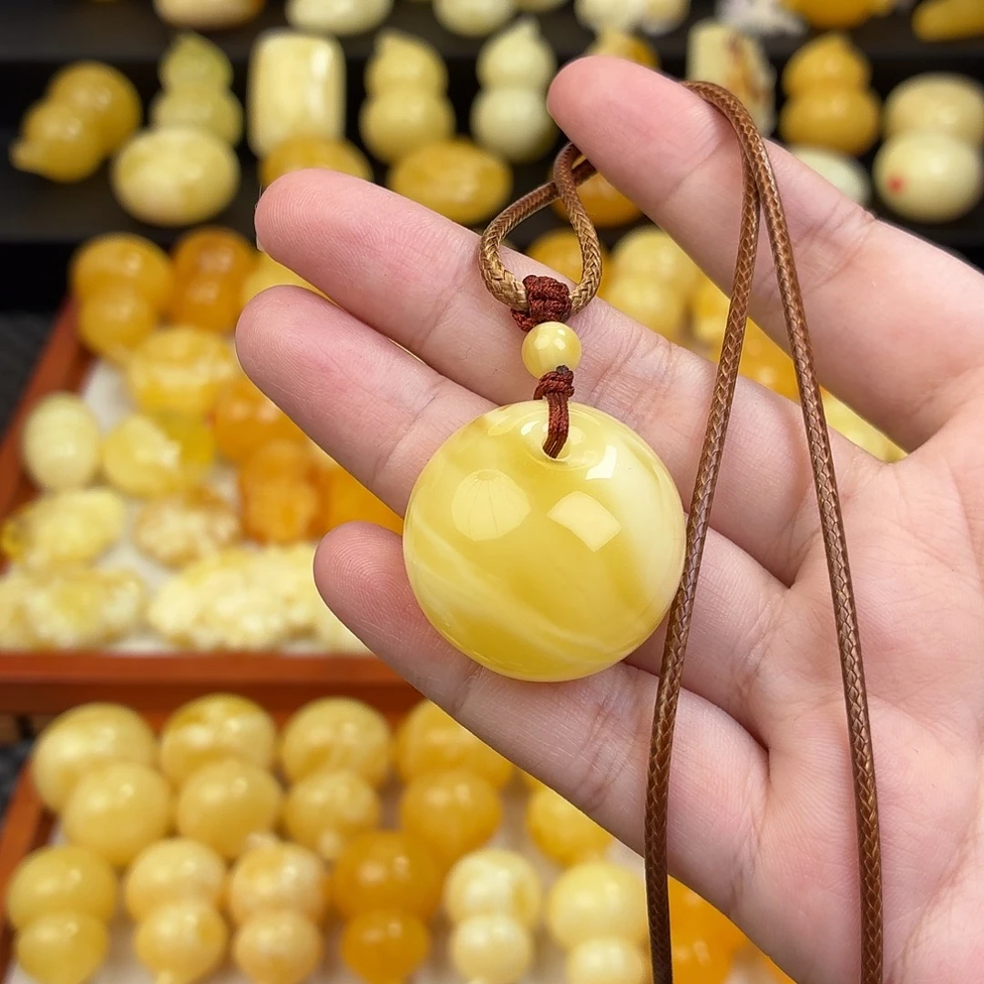 蜜蜡未镶嵌毛衣链蜜蜡